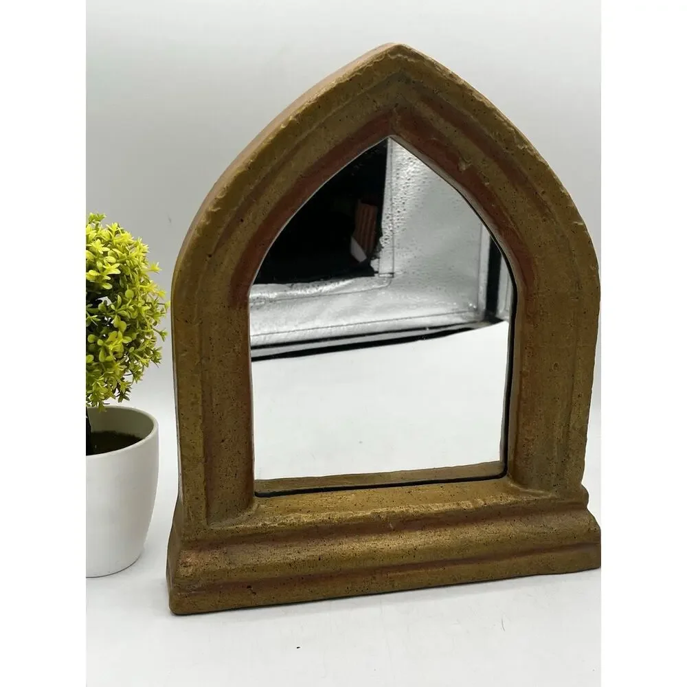 R.M. Kulicke Gothic Arch Mirror Resin Frame Signed Tabletop 10” Vintage